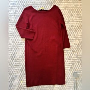 Vince oxblood knit and silk shift dress